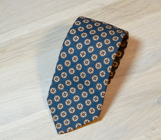 Altea-Blue-beige-diamond-cotton-linen-Tie