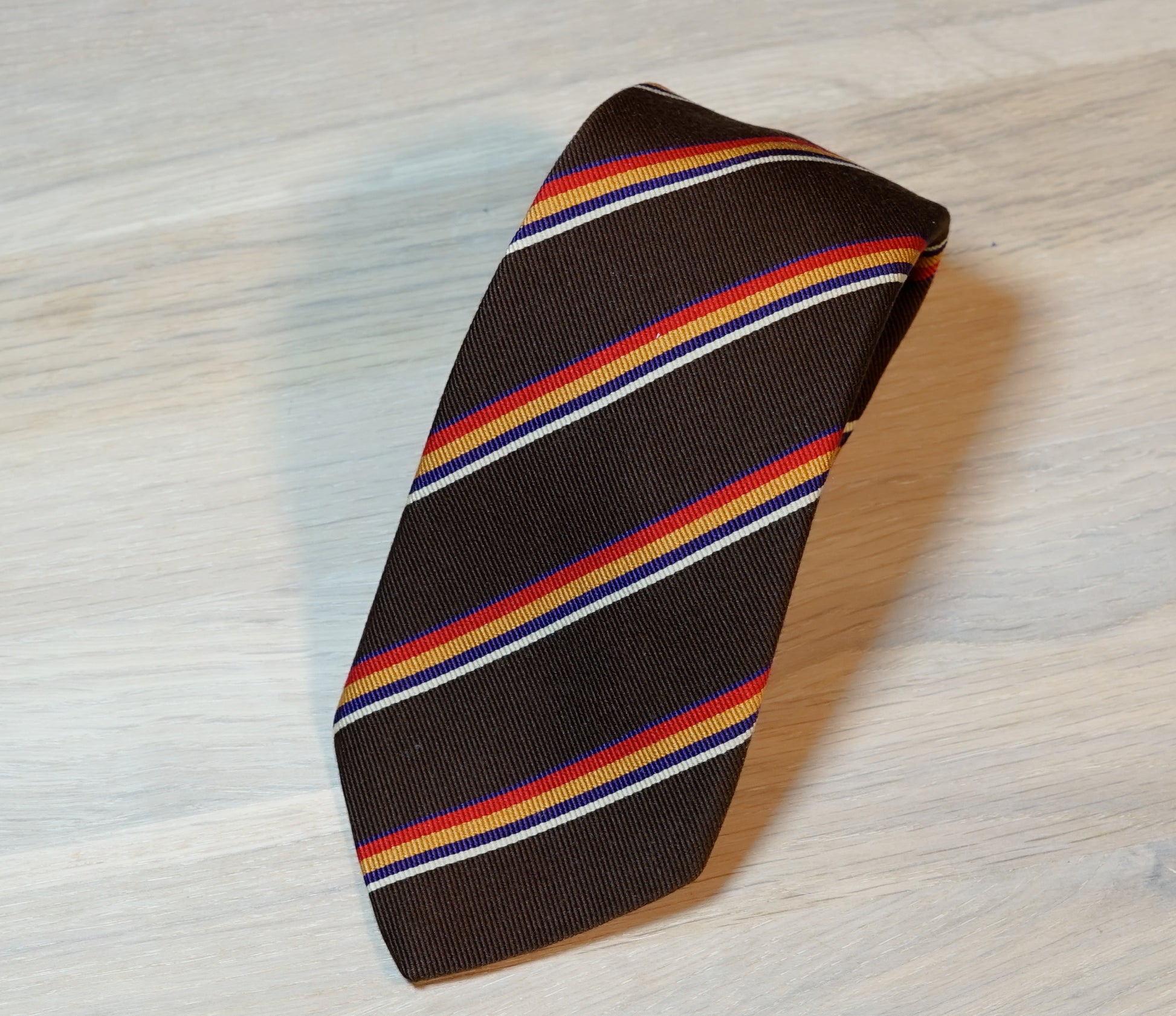 Altea-Brown-multi-color-regimental-silk-tie-back