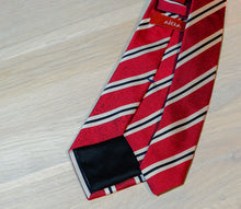 Load image into Gallery viewer, Altea-Burgundy-white-regimental-silk-tie-back
