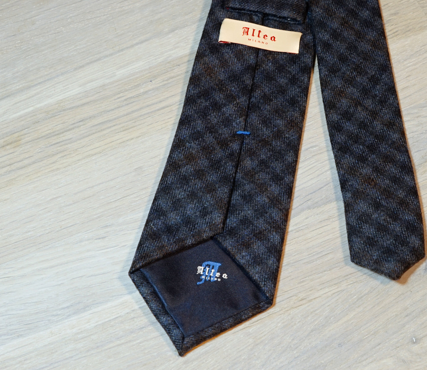 Altea-Navy-brown-gun-club-check-wool-cashmere-silk-tie-back