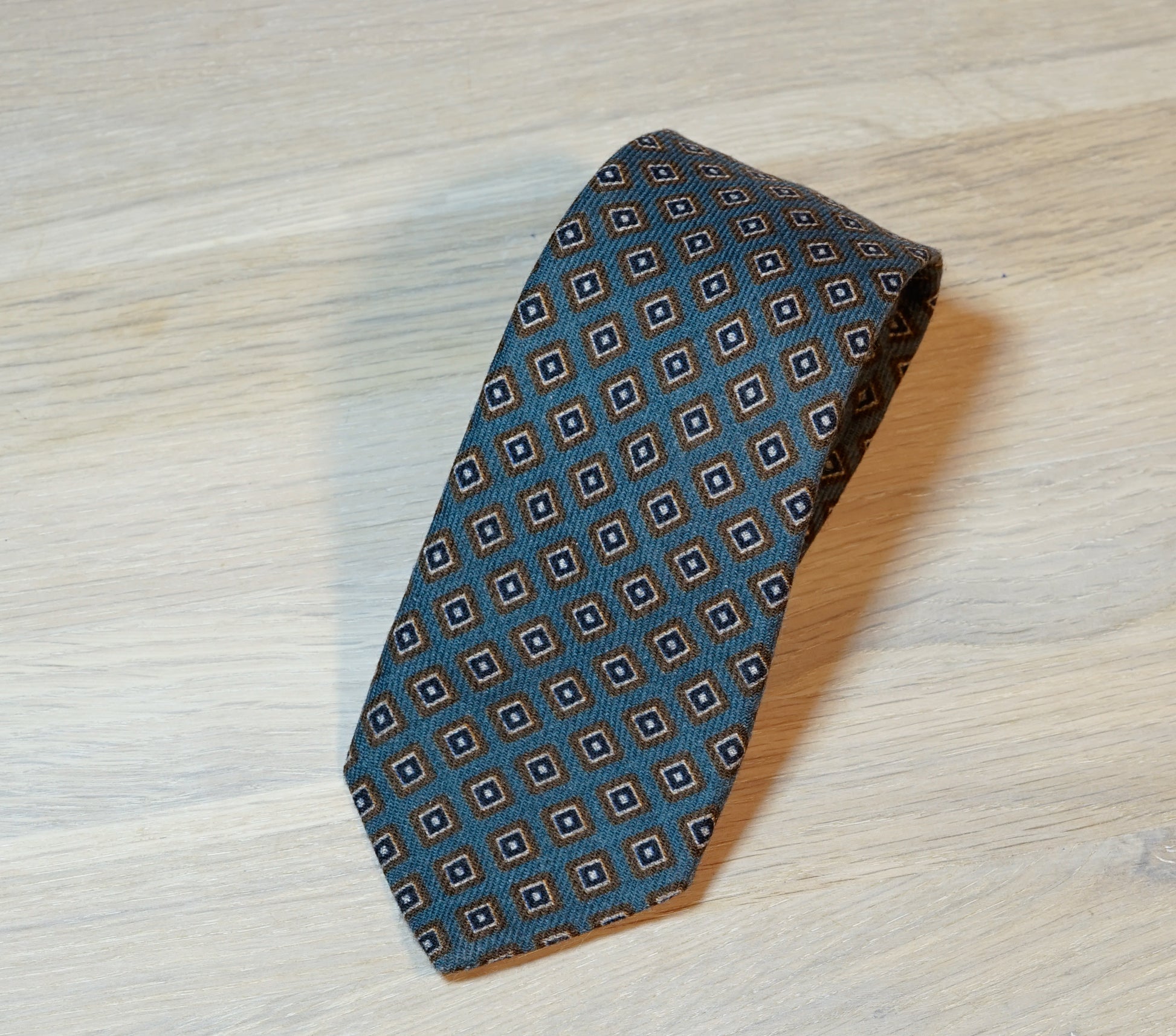 Altea-Steel-blue-brown-diamond-wool-tie