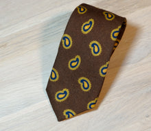 Ladda upp bild till gallerivisning, Altea-brown-yellow-navy-wool-tie
