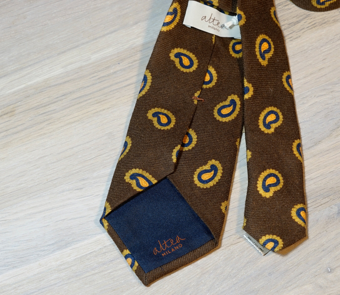 Altea Brown/Yellow/Navy Paisley Wool tie