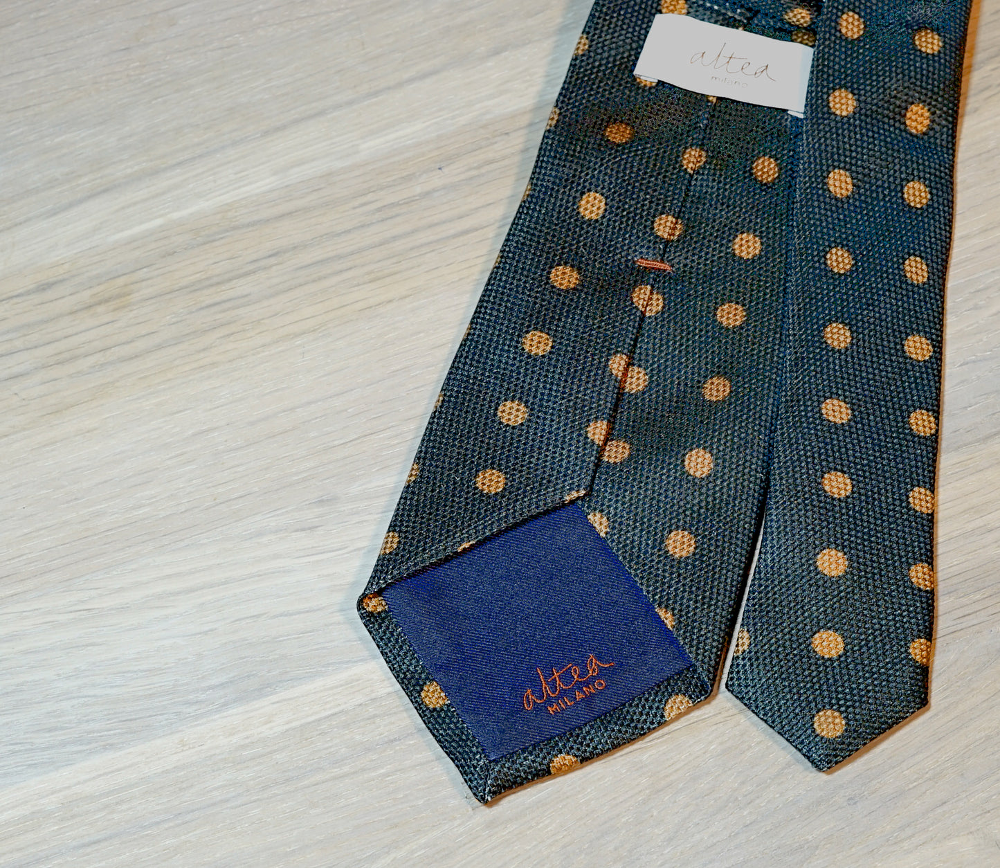 Altea-dark-green-beige-dot-silk-tie