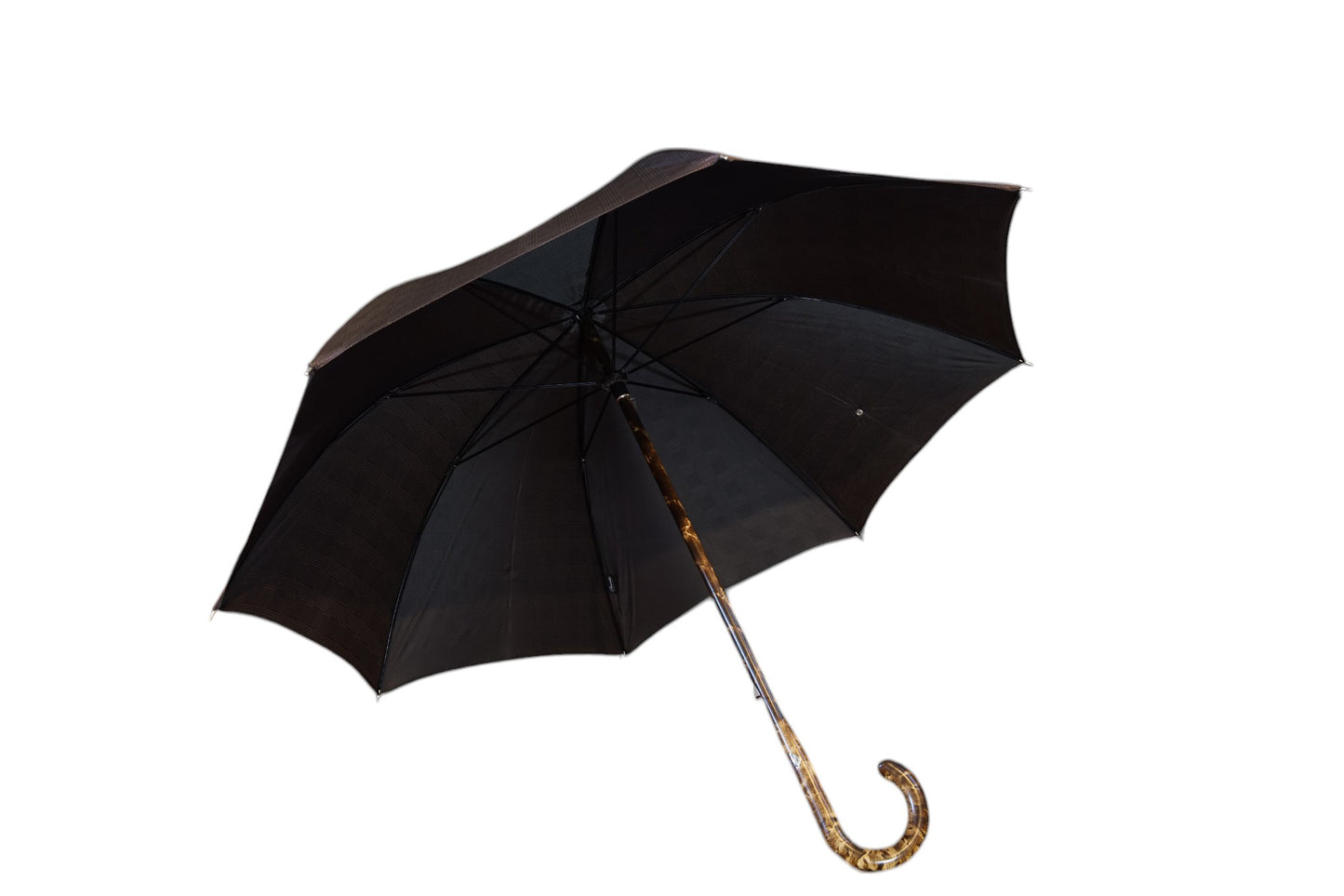 Brown Prince of Wales Pattern Hickory Wooden Stick Umbrella