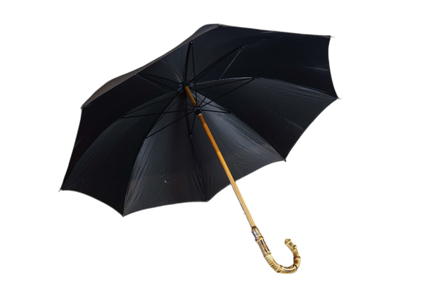 Black Bamboo Wooden Stick Umbrella