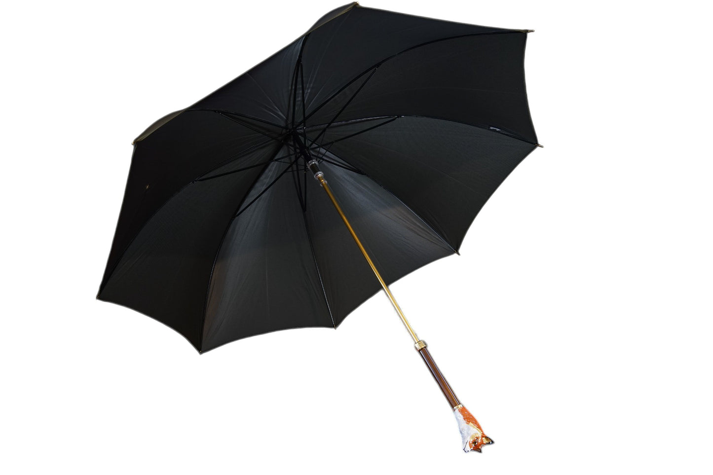 Olive green Enameled Brass Fox handle Umbrella