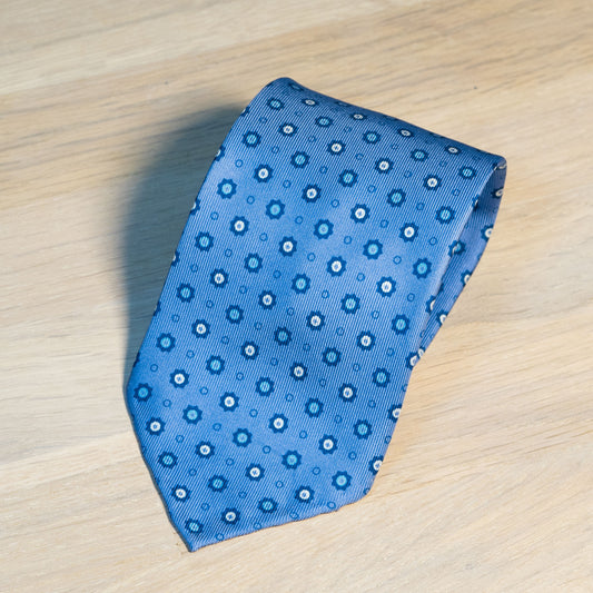 Light Blue/Navy Medallion Floral Silk Tie Untipped