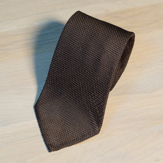 Dark Brown Garza Fina Grenadine Silk Tie Untipped