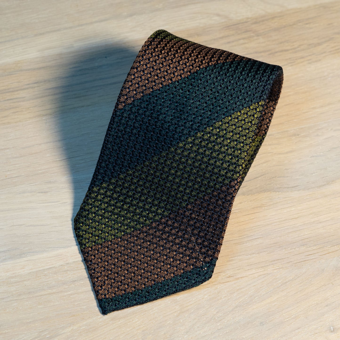 Green/navy/Brown Block Garza Fina Grenadine Silk Tie Untipped