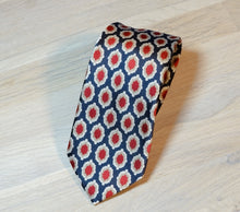 Load image into Gallery viewer, Navy-red-art-deco-silk-tie
