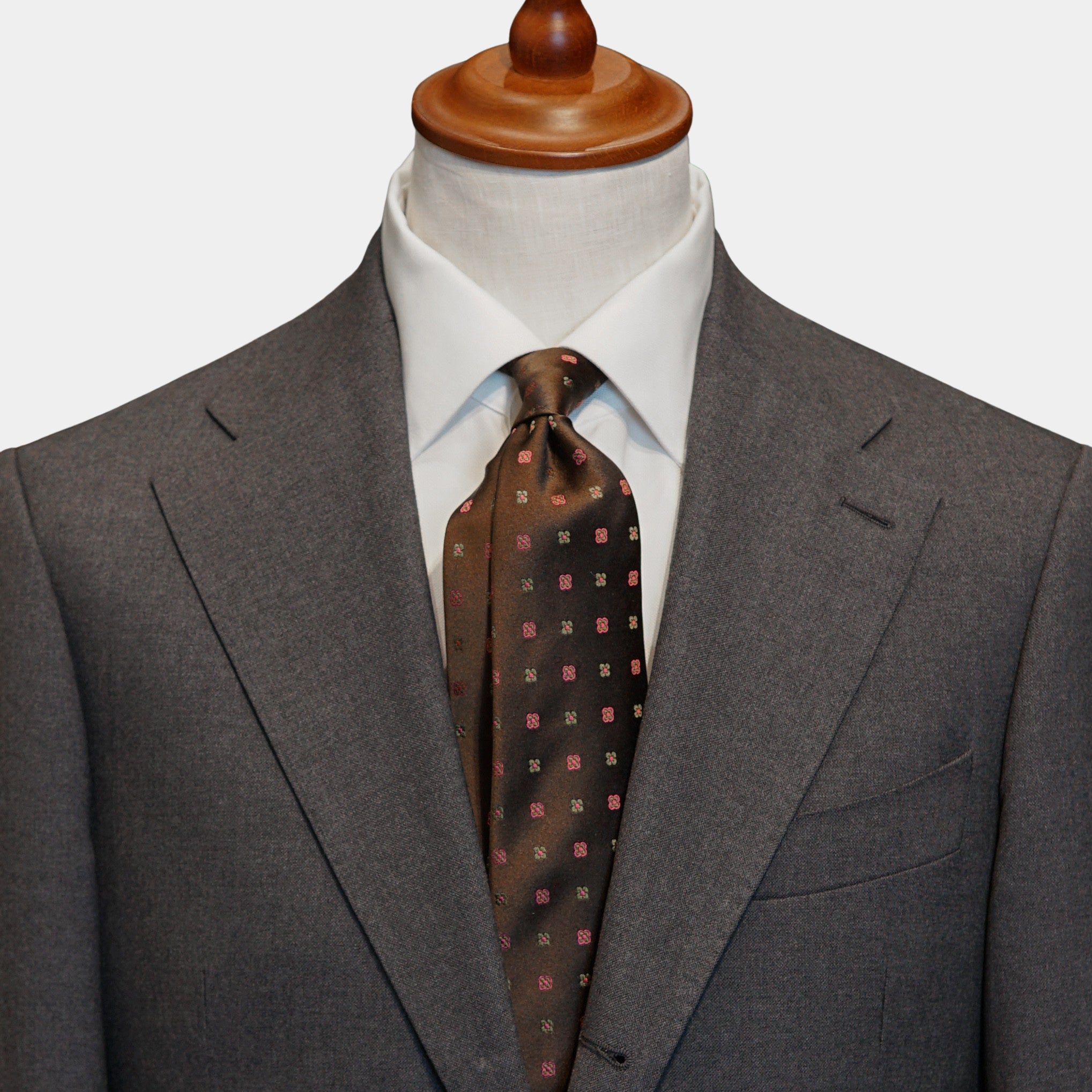 E.G Cappelli handmade Tie - Brown Jacquard Tie Untipped - The Bespoke Shop