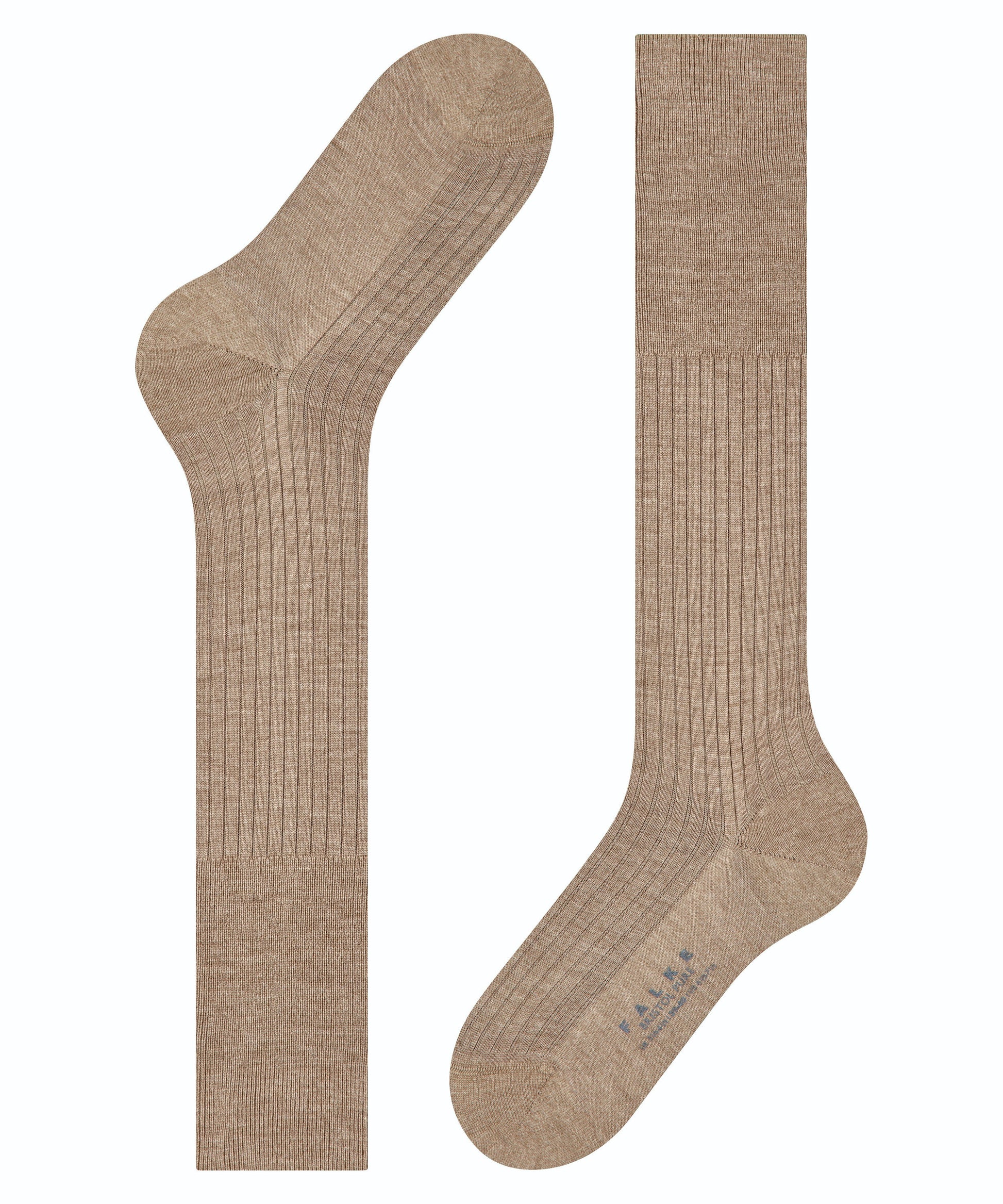 Bristol Beige Melange Wool Knee-high Socks - The Bespoke Shop 