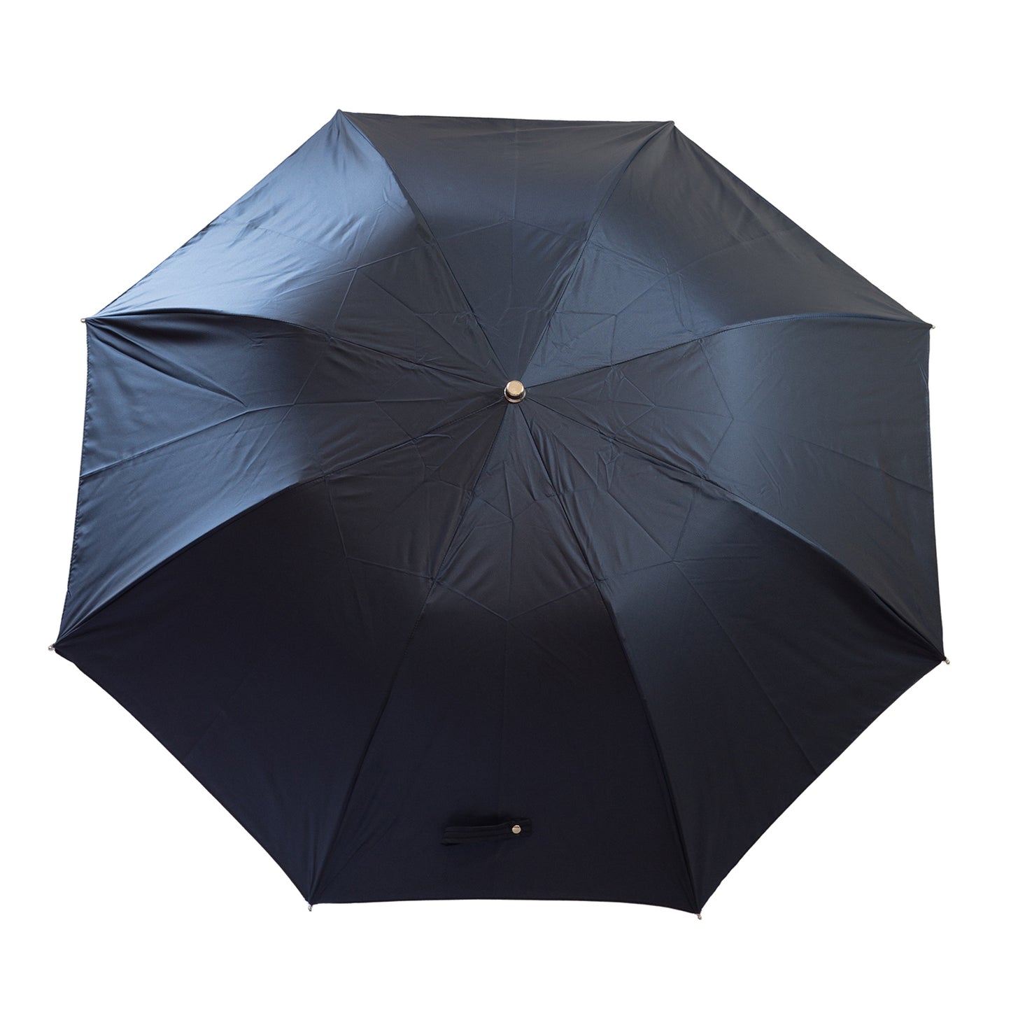 Chestnut Handle Folded Umbrella - Navy Blue - The Bespoke Shop 